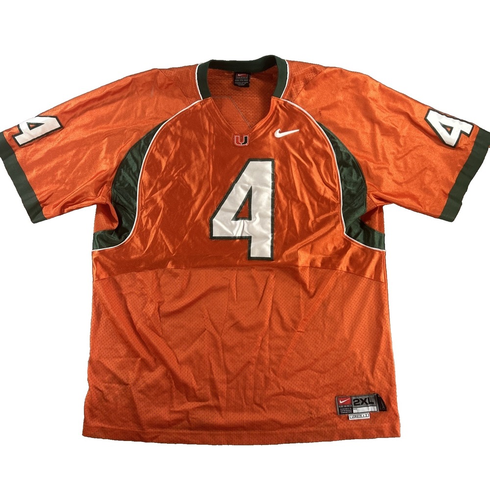 Vintage‎ Nike Team Miami Hurricanes Jersey Men's XXL Number #4 Blank Jersey NCAA